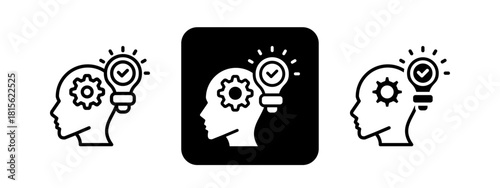 Understanding Solid color and black line drawing vector illustration set