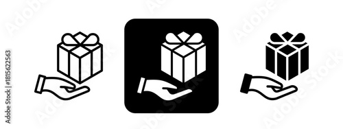 Gift Solid color and black line drawing vector illustration set