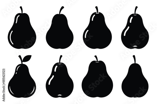 wobbly pear silhouette icon set on the white background
