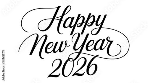 New Year 2026 Wishes: An elegant script showcases a festive greeting, filled with hope and excitement for the year ahead. A simple, yet stunning design.