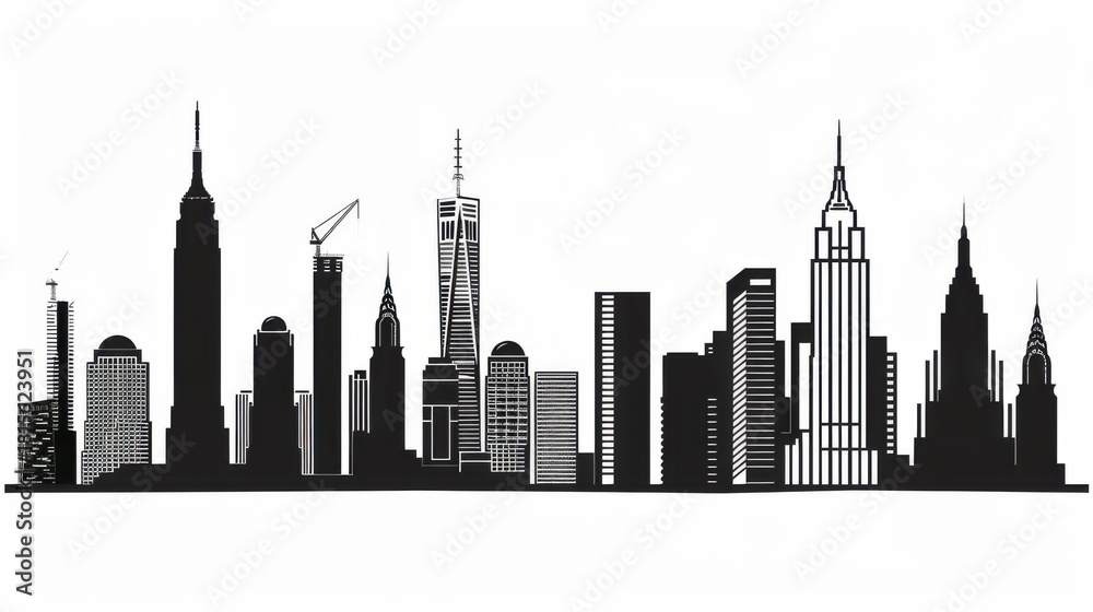 Naklejka premium Modern Architecture, Skyscraper Silhouettes