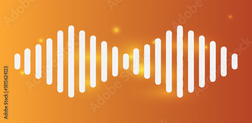 Symmetric sound wave forms on gradient orange background, audio spectrum for voice communication