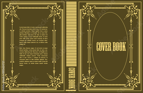 051-28-Vintage ornamental book cover featuring an ornate decorative frame pattern and spine