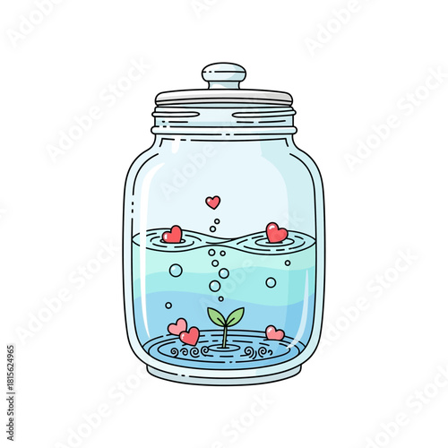 Heartfelt Terrarium: Sprout of Affection Growing within a Sealed Aqueous Environment