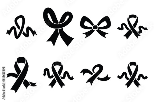 silly ribbon silhouette icon set on the white background