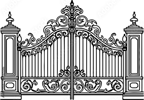 wrought iron gate with wrought iron design