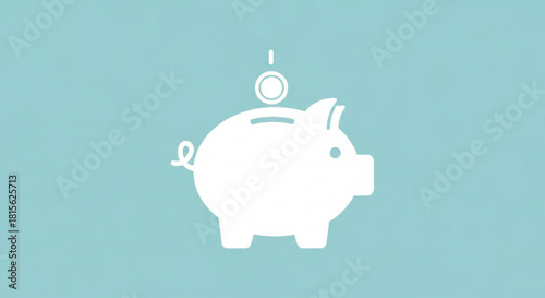 Adorable piggy bank with falling coin for savings concept, perfect for financial planning, banking, and investment themes, originally vector graphics