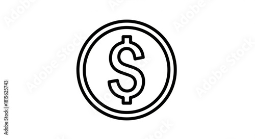 Elegant line art of a dollar coin showcases finance, investment, and wealth creation with a modern, minimalist design for financial services materials