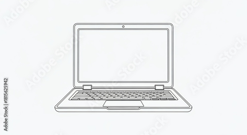 Sleek laptop outline, modern technology essential, perfect for UI mockups and creative tech presentations, a scalable graphic for digital innovation