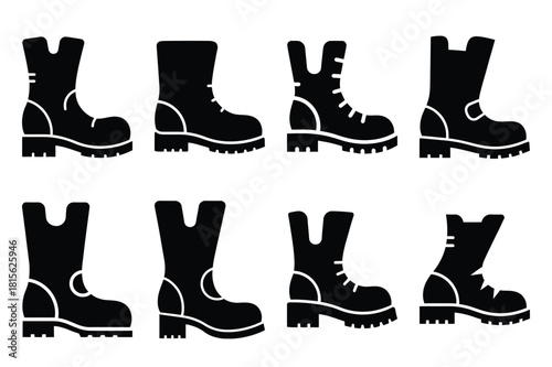 wacky boot silhouette icon set on the white background