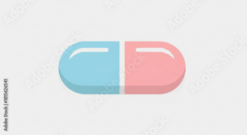 Modern medical capsule in blue and pink, promoting health and well-being, perfect for pharmaceutical advertising and healthcare campaigns, scalable vector graphic