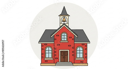 Charming schoolhouse illustration evokes nostalgia for simpler times, perfect for educational materials, historical projects, or community-themed designs