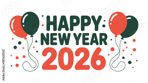 New Year Celebration: Vibrant balloons and festive confetti celebrate the dawn of a new year, symbolizing hope and joy for 2026.