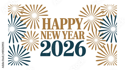 Happy New Year 2026 Celebration: A vibrant and colorful design wishing a Happy New Year 2026, evoking feelings of joy, hope, and excitement for the upcoming year. 