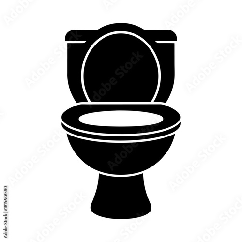 Modern Toilet Bowl Silhouette Icon on White.