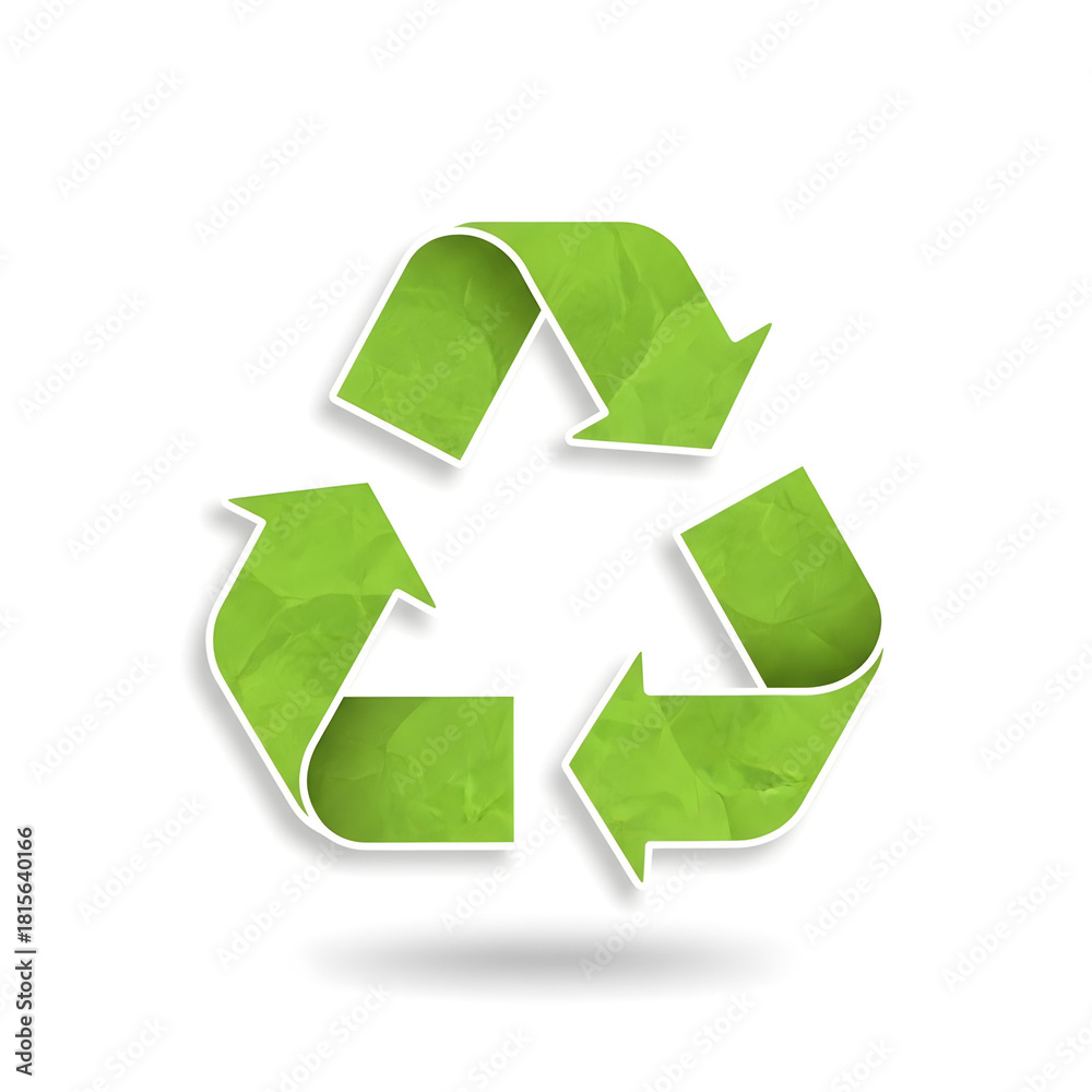 Obraz premium green recycling arrows triangle sign for environment, waste reduction and circular economy