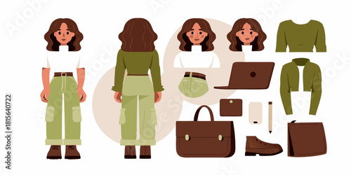 Woman s capsule wardrobe with accessories and outfit ideas for fall season