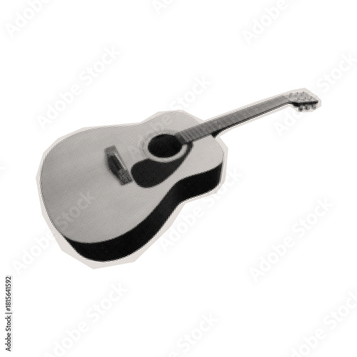halftone acoustic guitar isolated on white