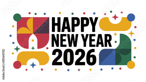 Happy New Year 2026: A vibrant and modern design for the upcoming New Year, radiating a sense of anticipation and optimism for the future. 