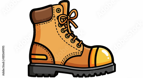 Cartoon safety boots icon, flat vector illustration, bold outline