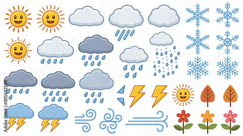 Weather icon set flat vector design simple glyph symbols for weather forecast web and mobile applications
