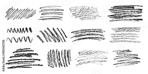 Vector Abstract Black Scribble With Crayon Texture Set
