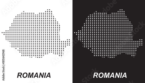 Romania Dotted Map, Halftone Style Modern Digital Outline of European Country Vector EPS