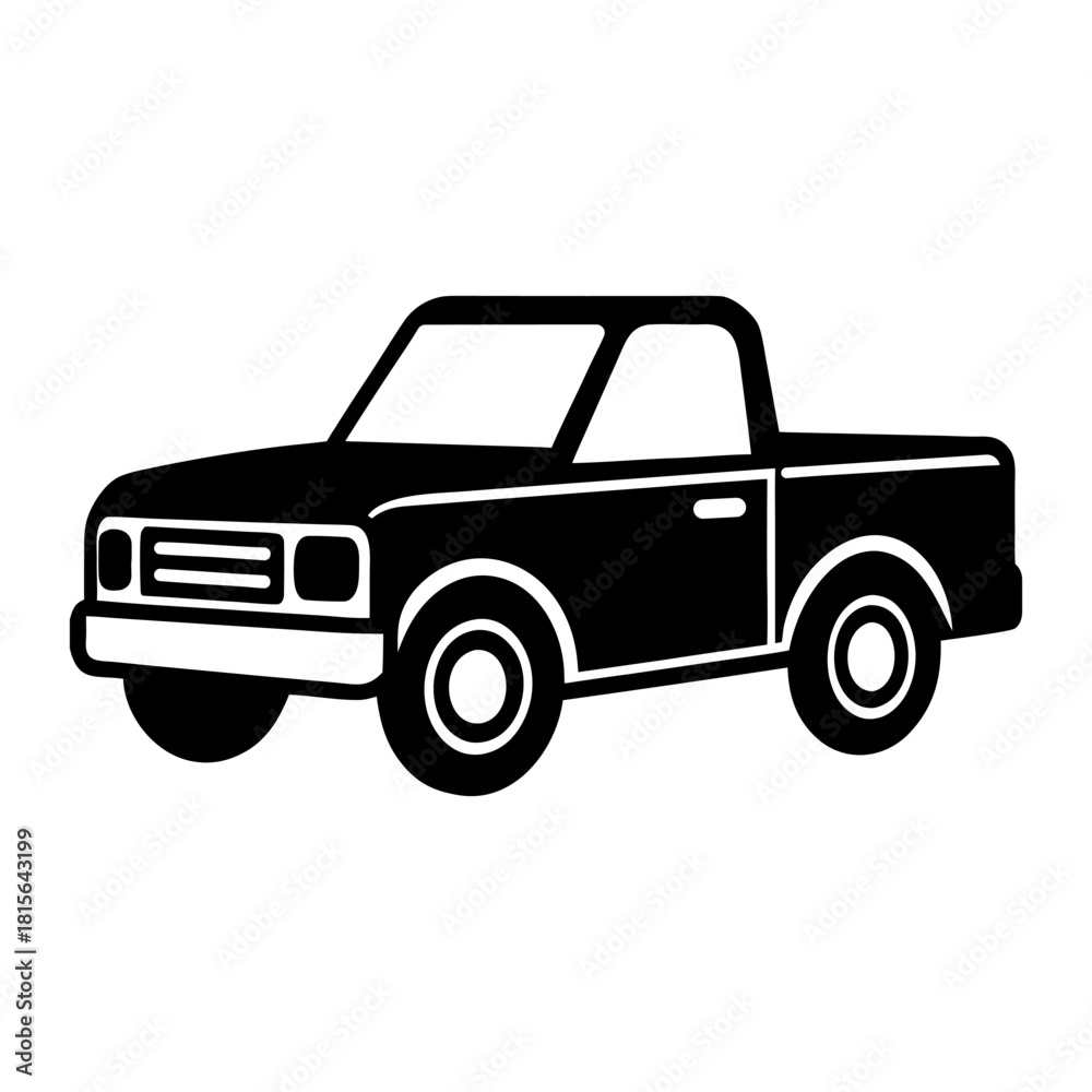 Fototapeta premium Flat Pickup Truck Graphic Isolated on White.