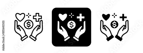 Wellbeing Solid color and black line drawing vector illustration set