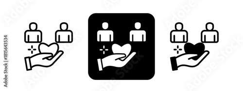 Empathy Solid color and black line drawing vector illustration set