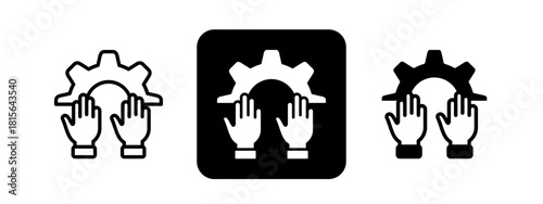 Participation Solid color and black line drawing vector illustration set