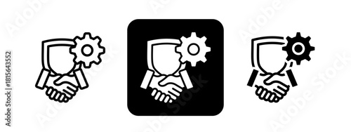 Trust Solid color and black line drawing vector illustration set