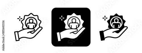 Rewards Solid color and black line drawing vector illustration set