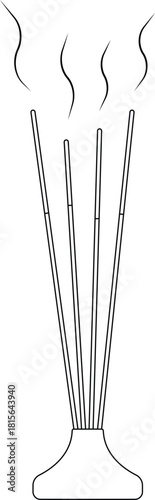 Incense Sticks Outline Icon Illustration on White Background