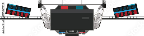 Hanging Stadium Scoreboard Vector Design with Digital Panels
