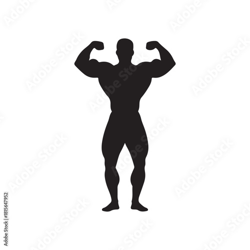 Body builder silhouette icon vector flat design