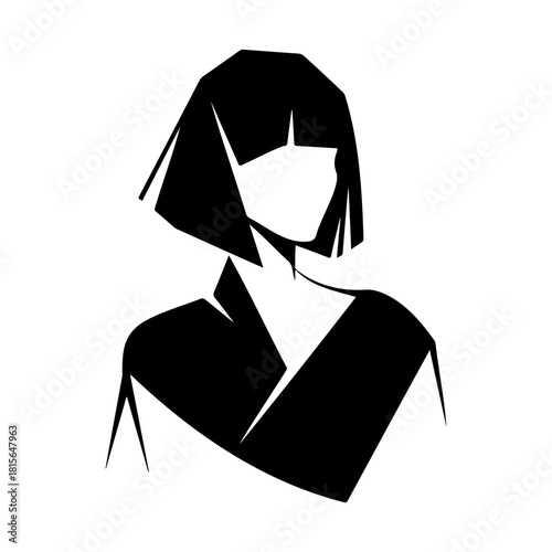 Stylized Silhouette illustration of a woman with a bob haircut