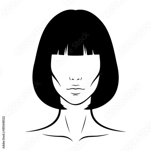 Silhouette of a woman with a bob hairstyle and no facial features