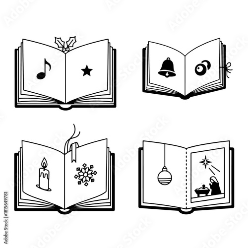 An isolated vector illustration of an open blank notebook with paper pages and a cover, designed as a clean business or education icon for a school diary or shopping gift