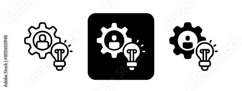 Knowledge Solid color and black line drawing vector illustration set