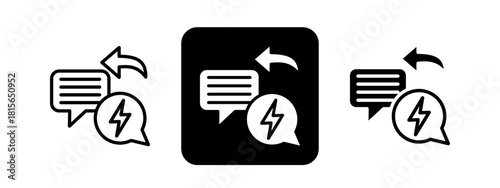 Response Solid color and black line drawing vector illustration set