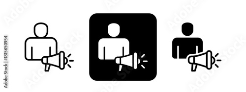 Advocacy Solid color and black line drawing vector illustration set