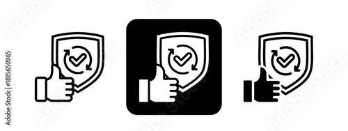 Reliability Solid color and black line drawing vector illustration set