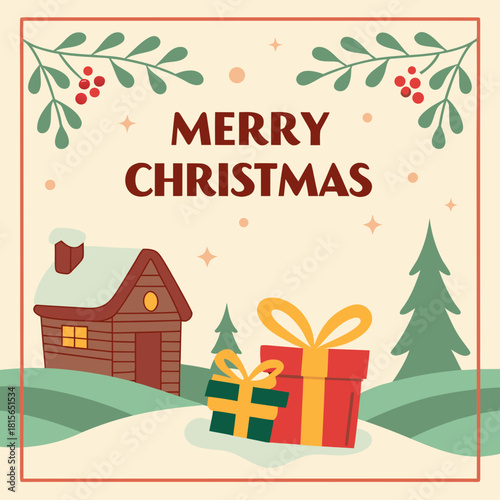 christmas card with gift boxes