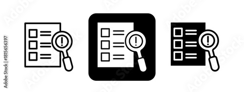 Risk Assessment Solid color and black line drawing vector illustration set