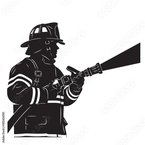 a_firefighter_with_a_hose_traced