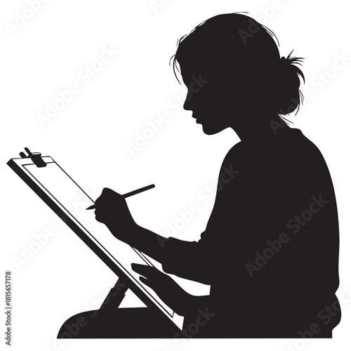 a_girl_is_drawing_on_a_white_background_traced