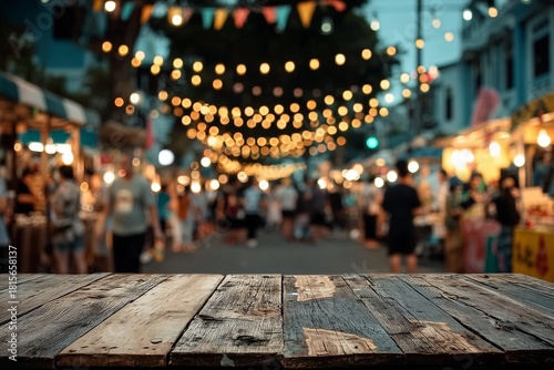 Rustic Market Evenings: Glowing Lights and Wooden Charm at the Lively Street Fair