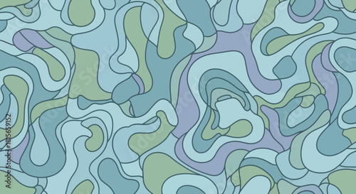 Abstract organic flowing pattern with smooth contour lines in pastel