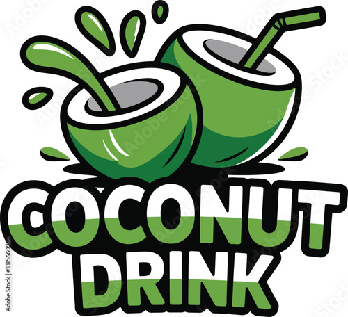 Fresh coconut drink logo for summer tropical beverage branding
